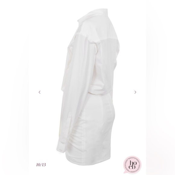 House of CB - ‘Nicolette’ White Draped Shirt Dress - Picture 10 of 14
